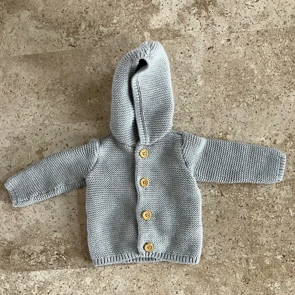 EUC Little Planet by Carter's Baby Organic Signature Stitch Cardigan Grey 9M - Picture 5 of 11